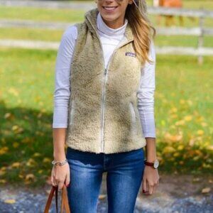 Patagonia Los Gatos Vest Jacket Teddy Shaggy Fleece Khaki Tan Beige Size Medium